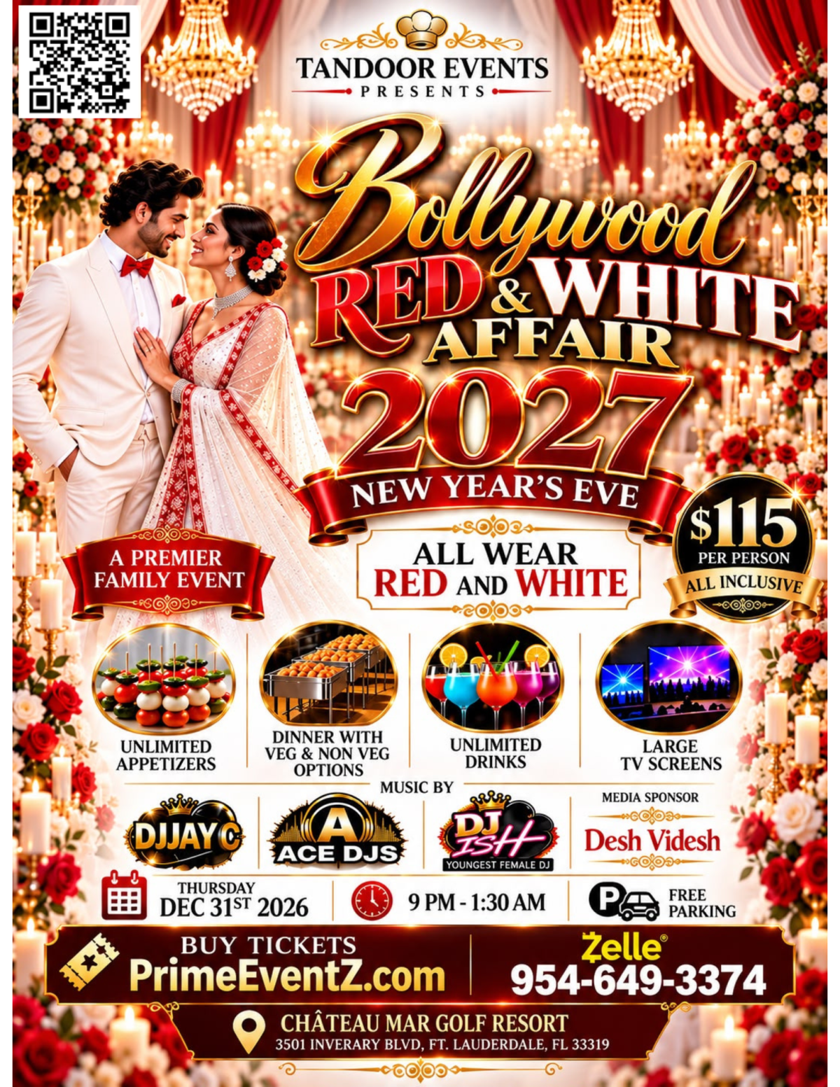 Bollywood RED & WHITE AFFAIR - NEW YEAR EVE DEC 31st, 2026