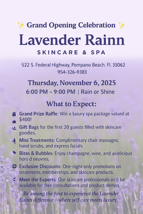 Grand Opening of Lavender Rainn Skincare & Spa