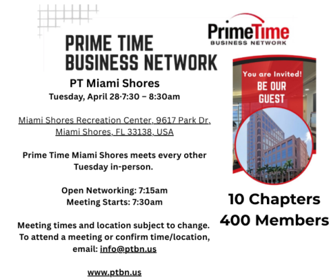 PT MIAMI SHORES CHAPTER (Biweekly - Tue) - PRIME TIME BUSINESS NETWORK