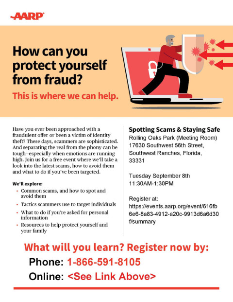 September 8th AARP Workshop - Spotting Scams & Staying Safe