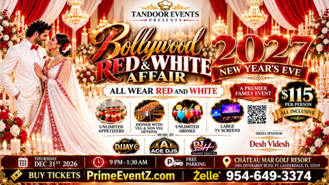 Bollywood RED & WHITE AFFAIR - NEW YEAR EVE DEC 31st, 2026